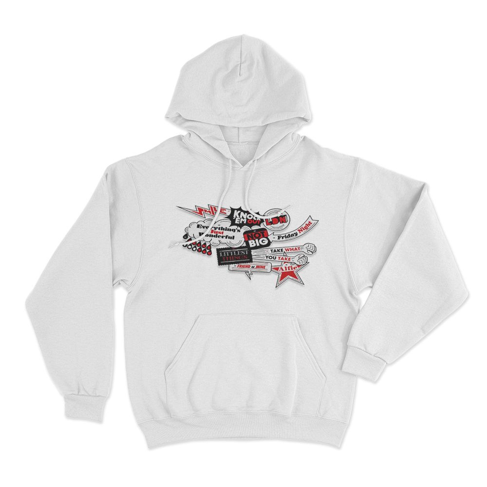 Lily Allen Song Titles Collage Hoodie White Lily Allen Song Titles Collage Hoodie White