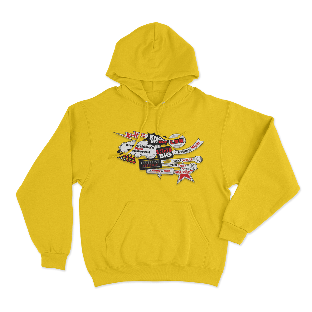 Lily Allen Song Titles Collage Hoodie Yellow Lily Allen Song Titles Collage Hoodie Yellow